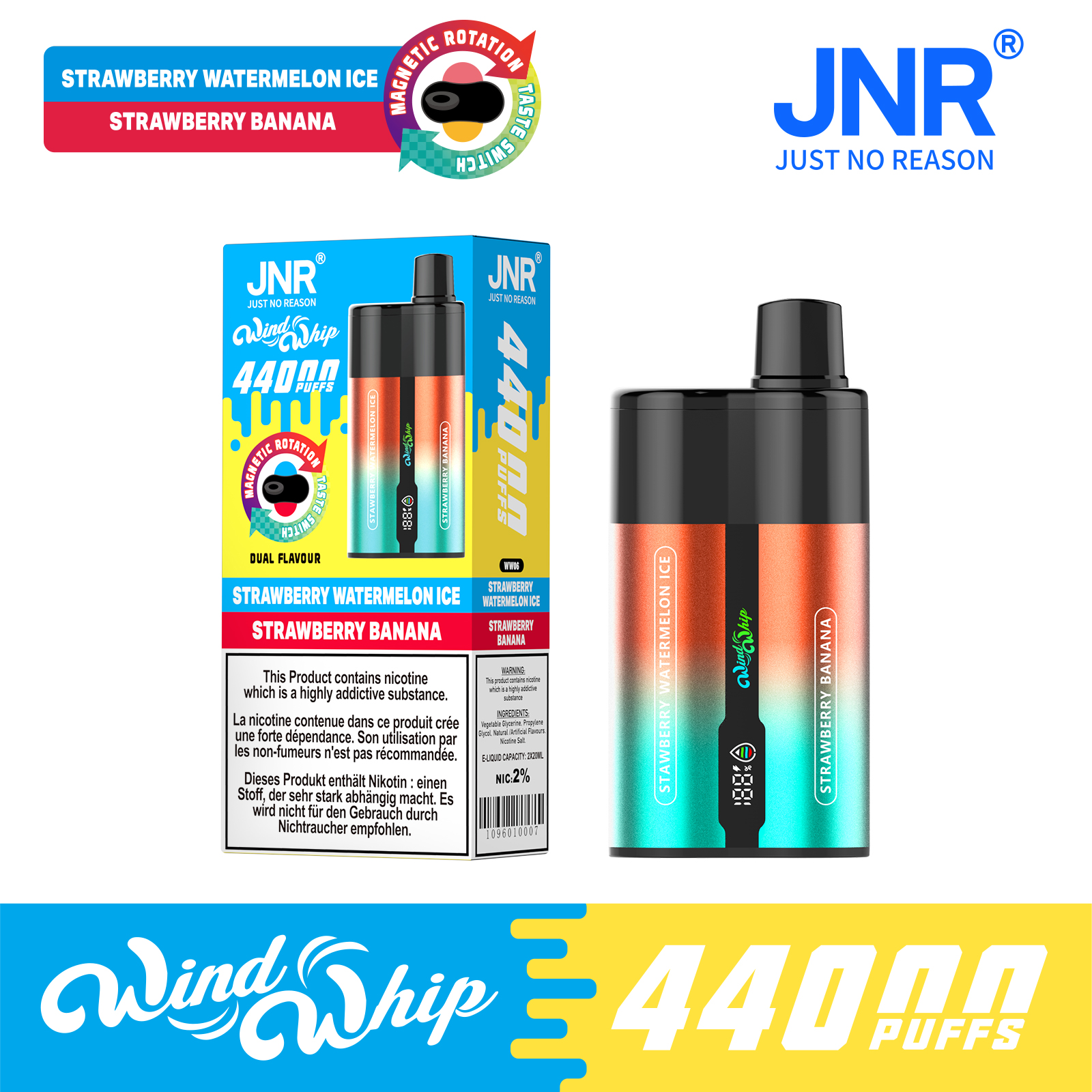 JNR WindWhip Strawberry Watermelon and Strawberry Banana flavors