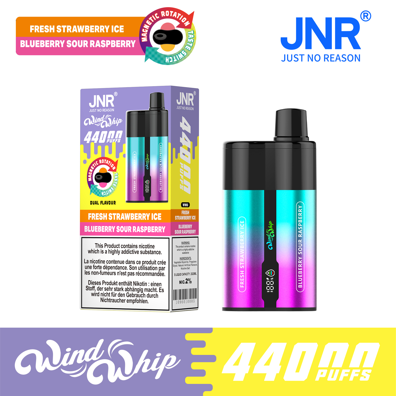 JNR WindWhip Strawberry and Blueberry flavor combination