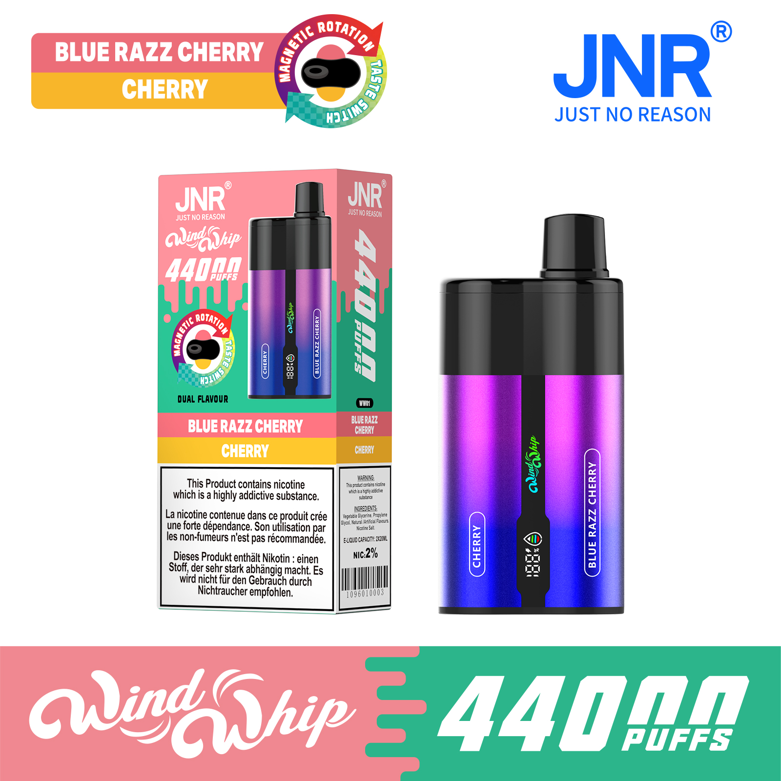 JNR WindWhip Blue Razz Cherry flavor combination